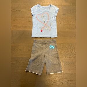 Gap girls top & Roots gray shorts sz 10 EUC